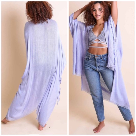 Last 1 then sold out New Boho Chic High Low Kimono Cardigan Wrap - Picture 3 of 8